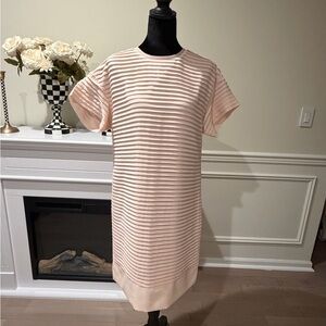 J. Crew Blush Striped Midi Dress